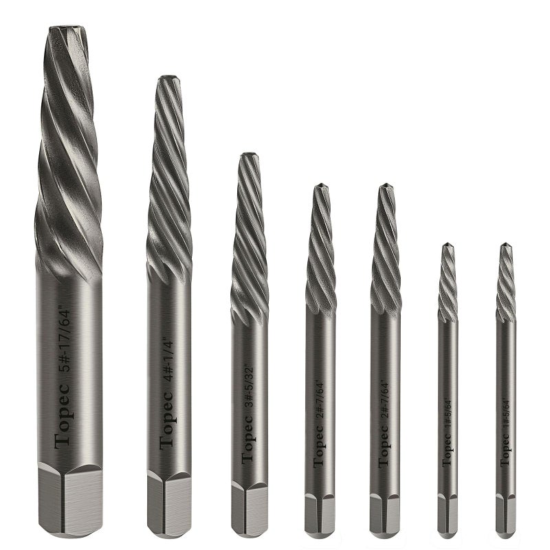 TOPEC Damaged Screw Extractor Set  7 Piece Easy Out Bolt Extractor for Easily Remove Broken Bolts  Stripped Screws  Studs - Image 1